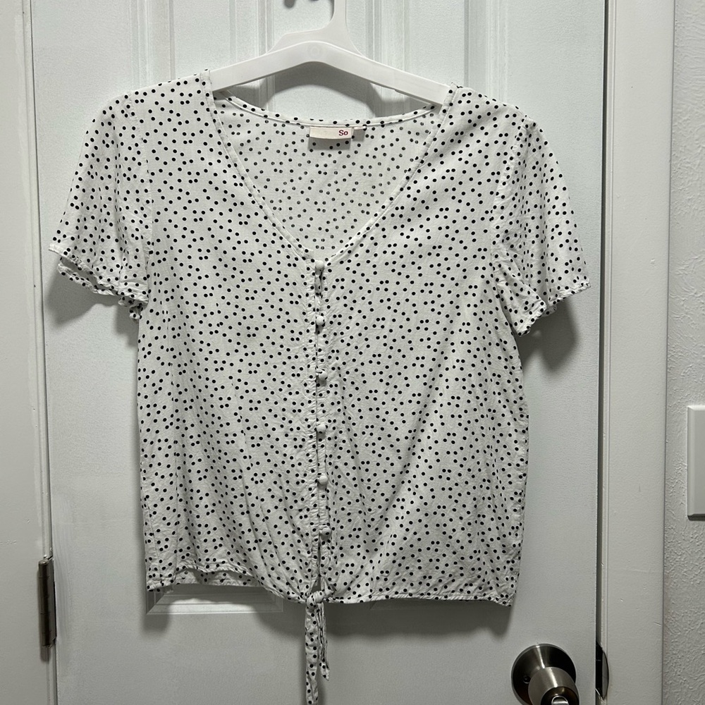 SO Black and White Polka Dot Button-Down Shirt